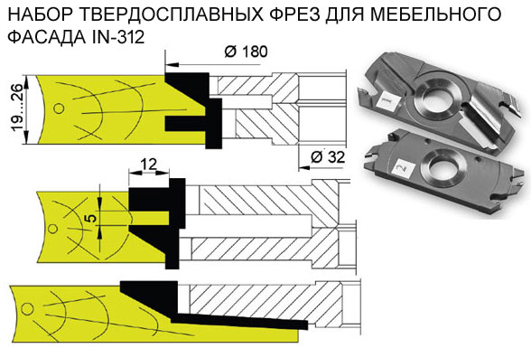 Комплект фрез для мебели 312